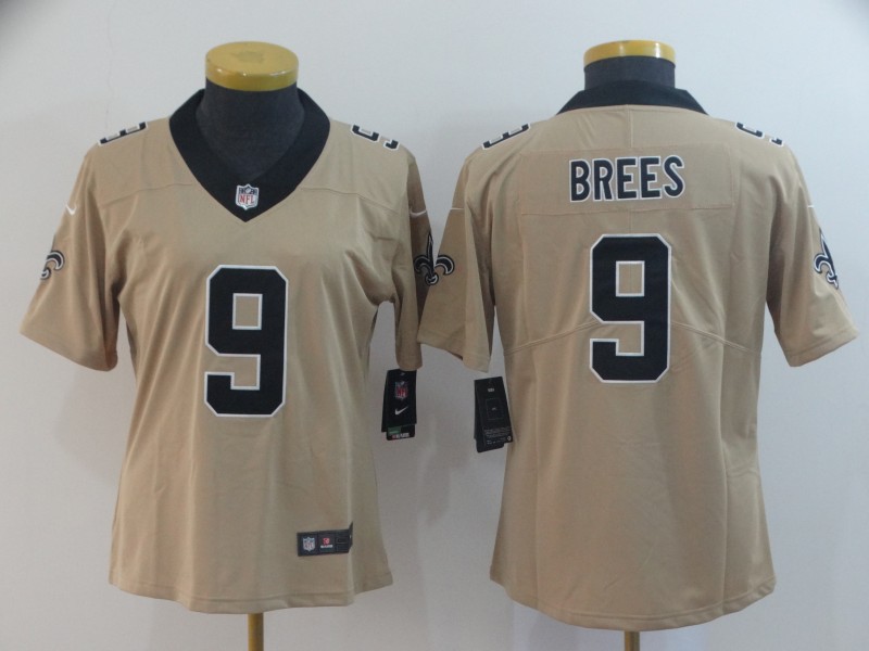 Women New Nike New Orleans Saints 9 Bress yellow Limited Jersey